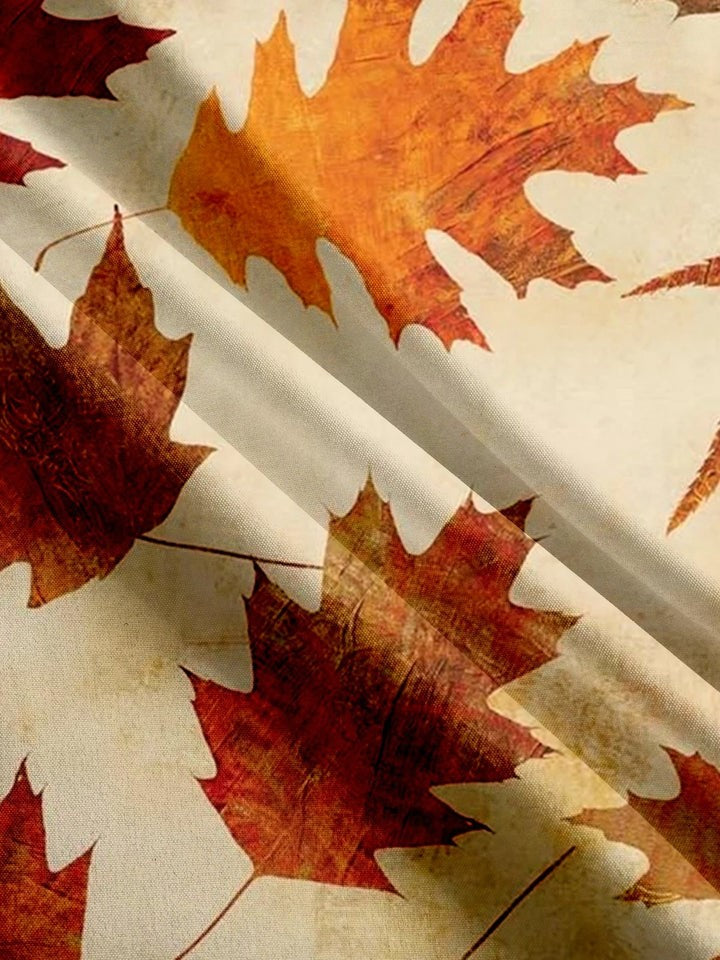 Autumn Maple Leaf Print Casual Shirt