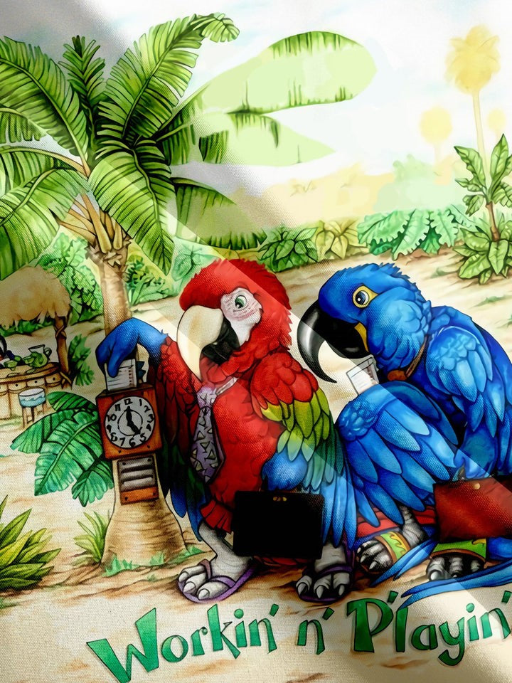 Hawaiian Fun Parrot Printed Short Sleeved Shirt