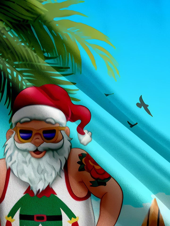 Santa Surf Casual Loose Short Sleeve Shirt