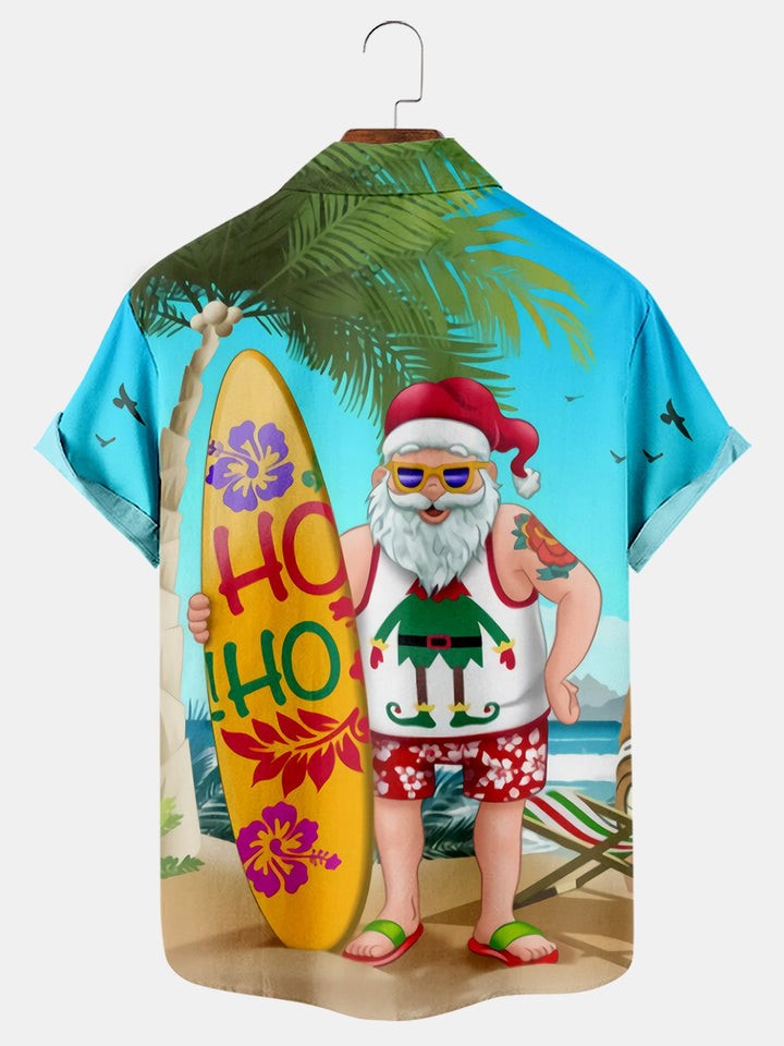Santa Surf Casual Loose Short Sleeve Shirt
