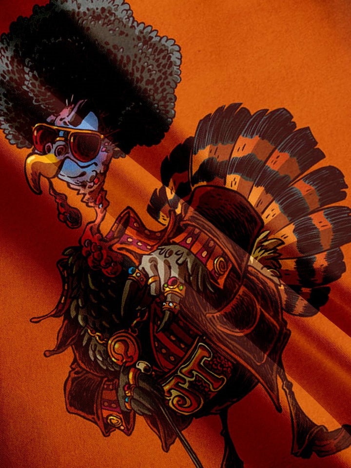 Retro Turkey Knight Print Short Sleeve Shirt