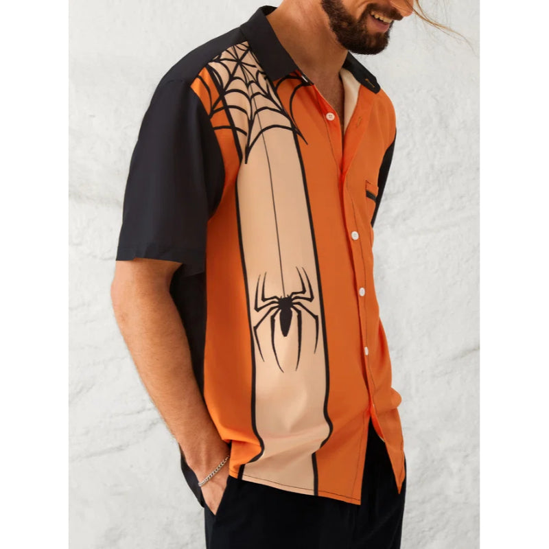Men's Funky Halloween Spider Printed Shirt