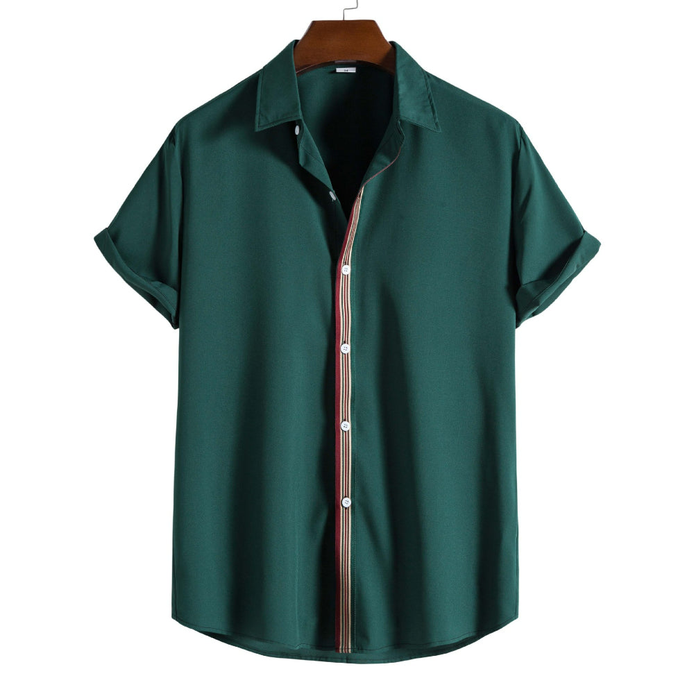 Solid Color Short Sleeve Shirt for Men