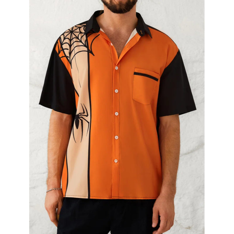 Men's Funky Halloween Spider Printed Shirt