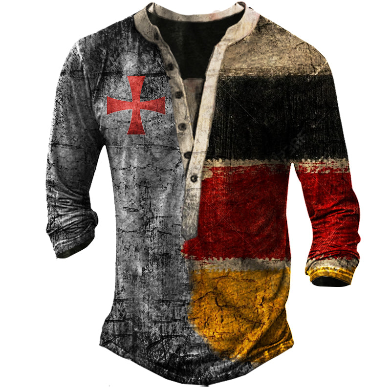 Men's Outdoor Crusades Tactical Henley Collar T-Shirt