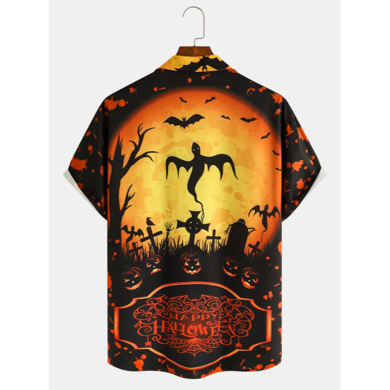 Men's Halloween Printed Casual Hawaiian Shirt