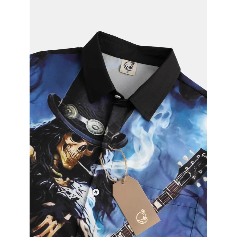Men's Halloween Printed Shirt With Chest Pocket