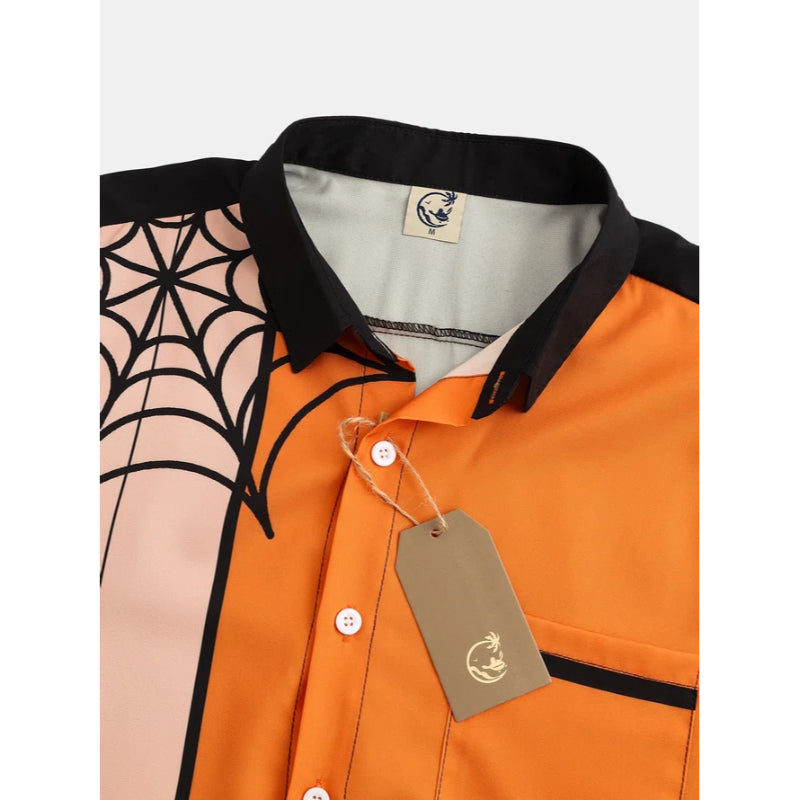 Men's Funky Halloween Spider Printed Shirt