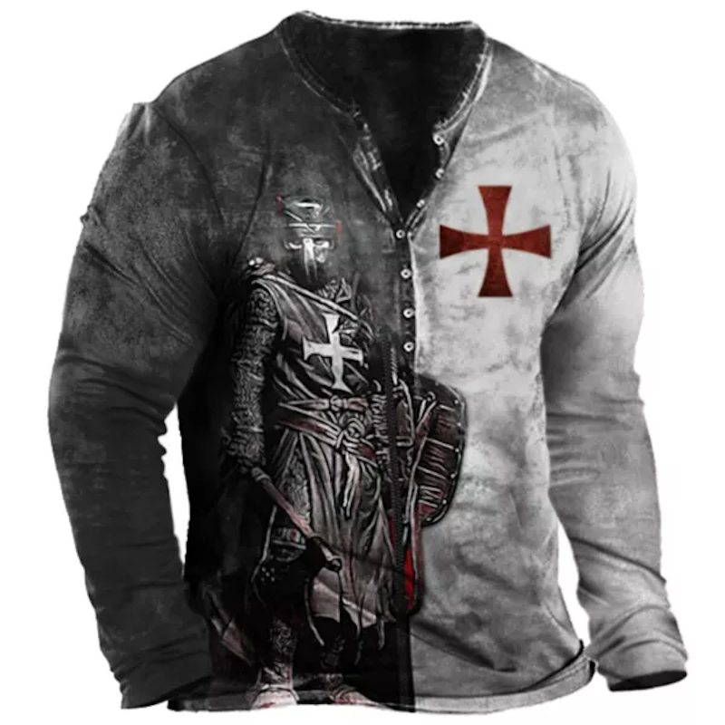 Men's Vintage Cross Print Long Sleeve T-Shirt