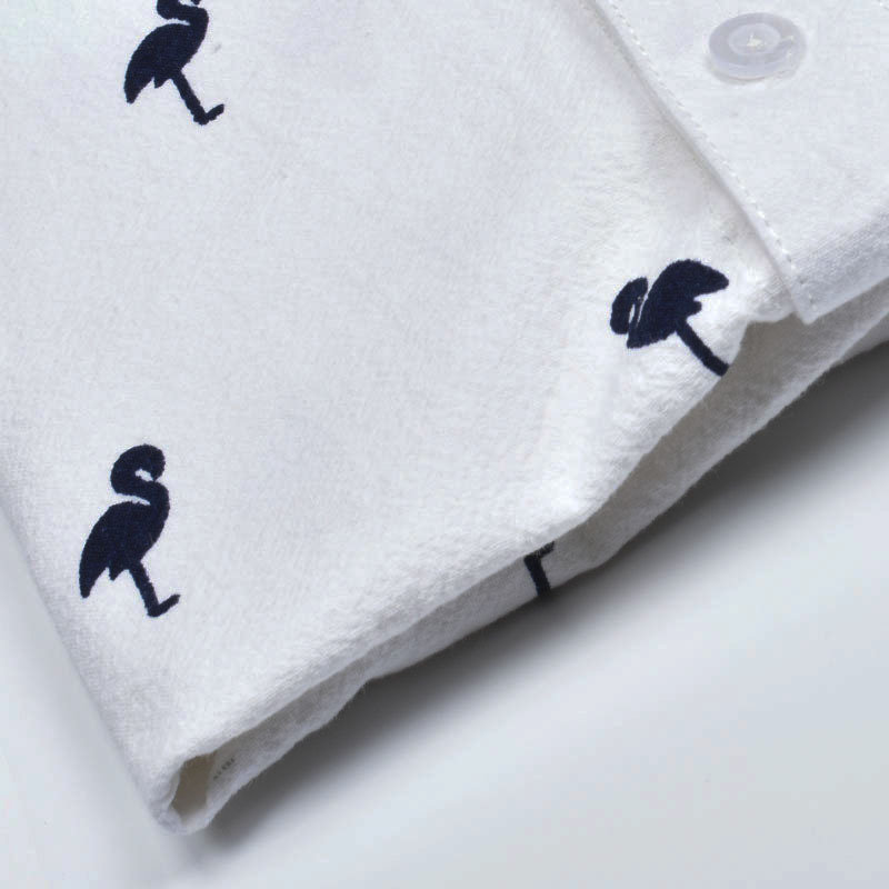 Men's linen long sleeve flamingos print shirt