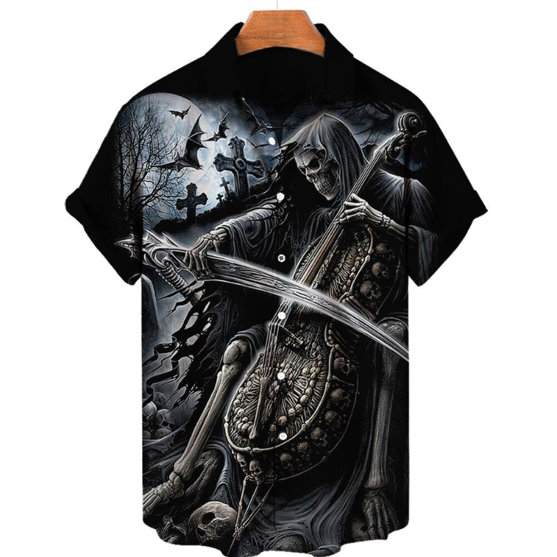Men's Hawaiian Skull Printed Shirts