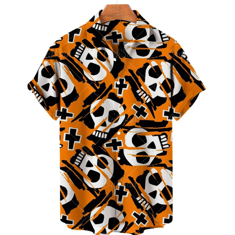 Men's Hawaiian Skull Printed Shirts