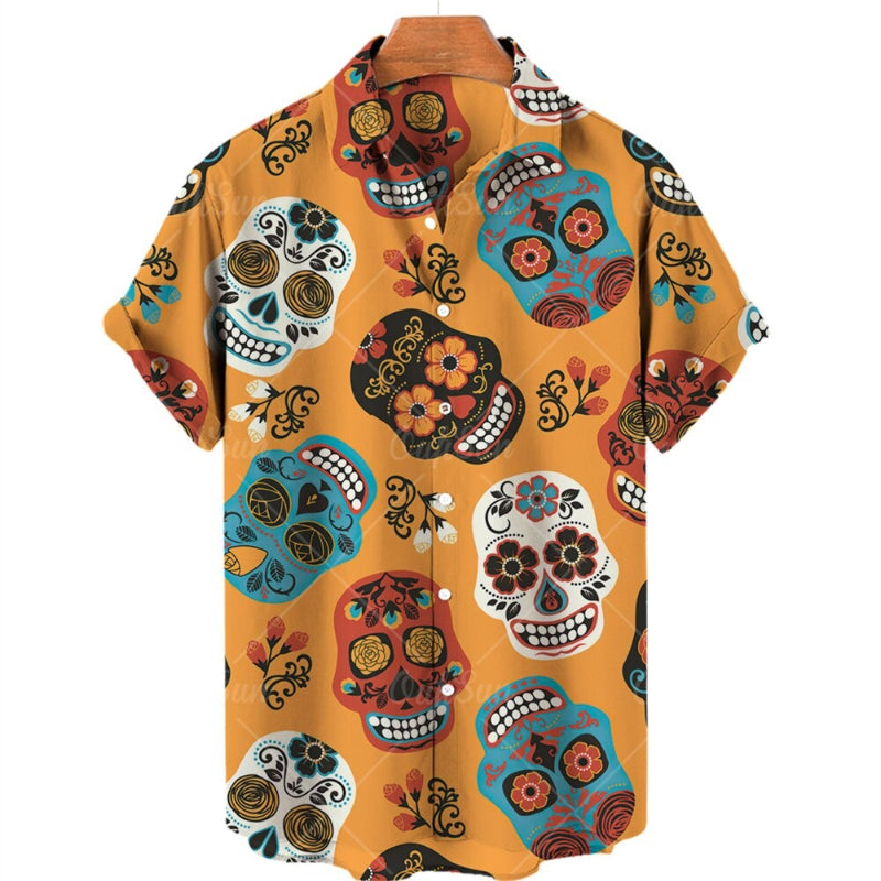 Men's Hawaiian Skull Printed Shirts