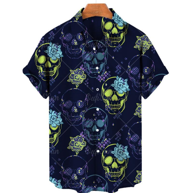 Men's Hawaiian Skull Printed Shirts
