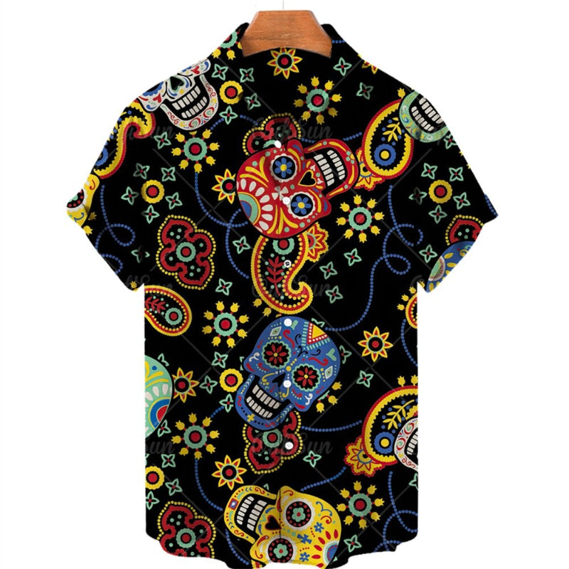 Men's Hawaiian Skull Printed Shirts