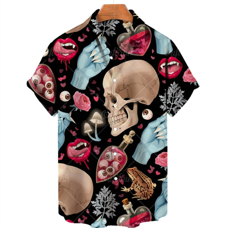 Men's Hawaiian Skull Printed Shirts