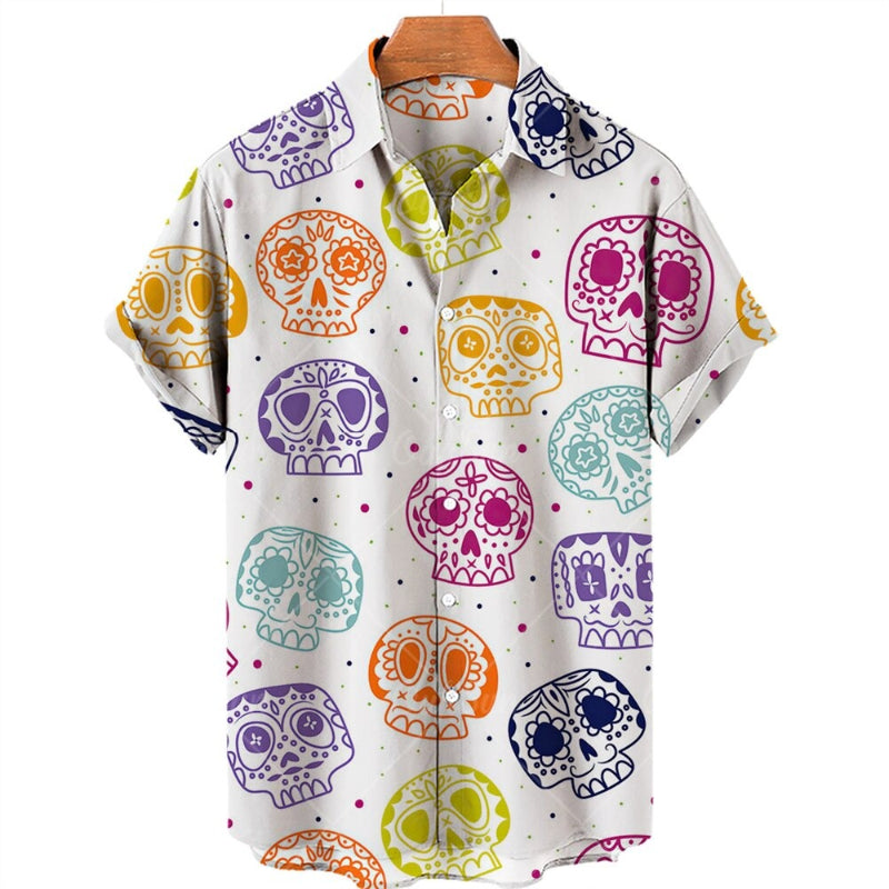Men's Hawaiian Skull Printed Shirts