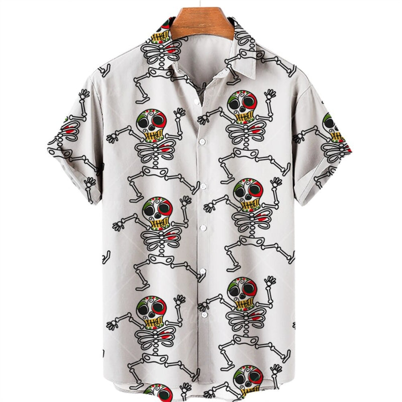 Men's Hawaiian Skull Printed Shirts