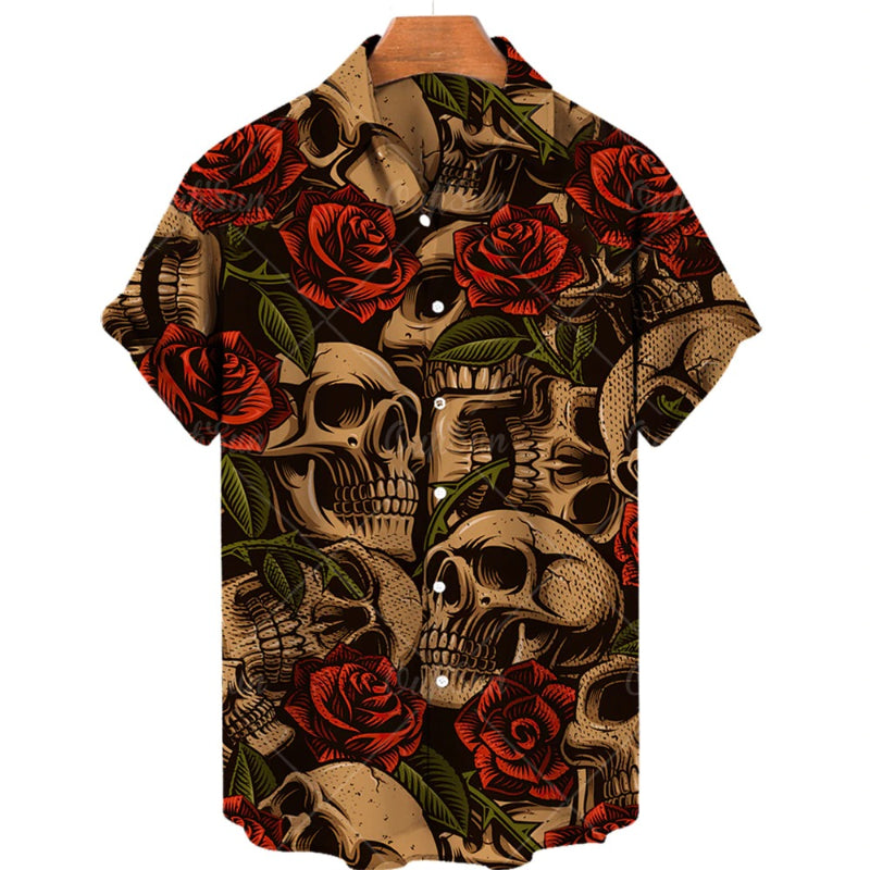 Men's Hawaiian Skull Printed Shirts