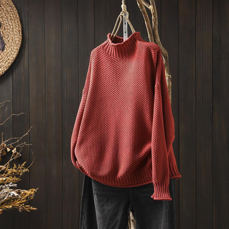 Cozy Long Collar Diamond Knit Sweater