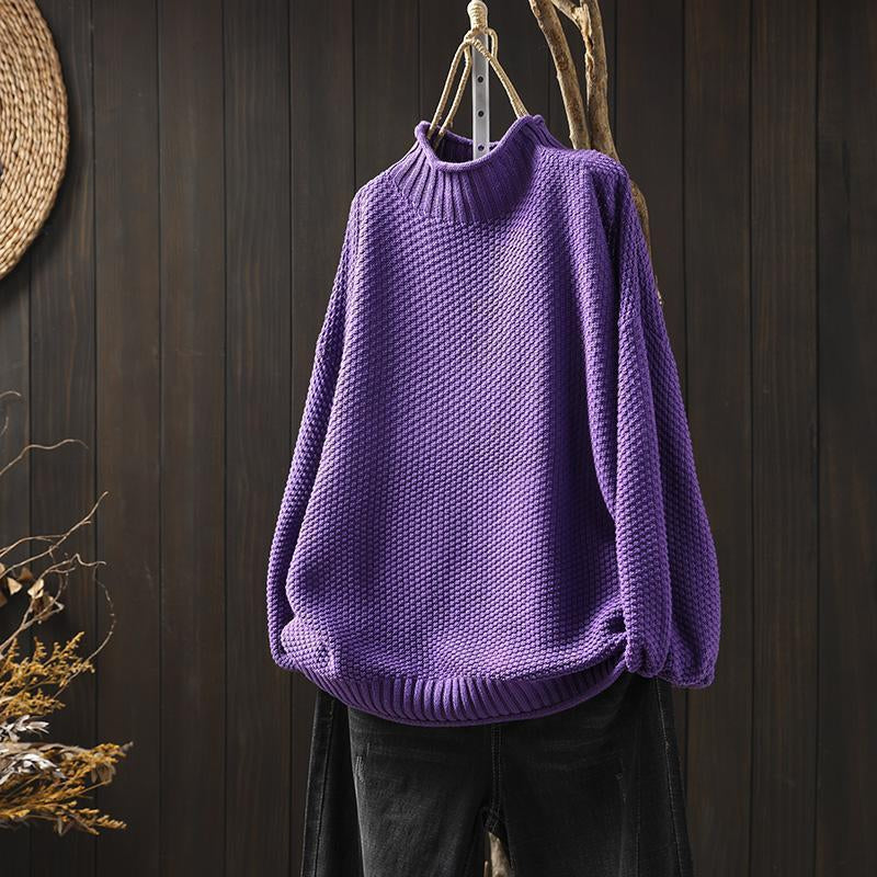 Cozy Long Collar Diamond Knit Sweater