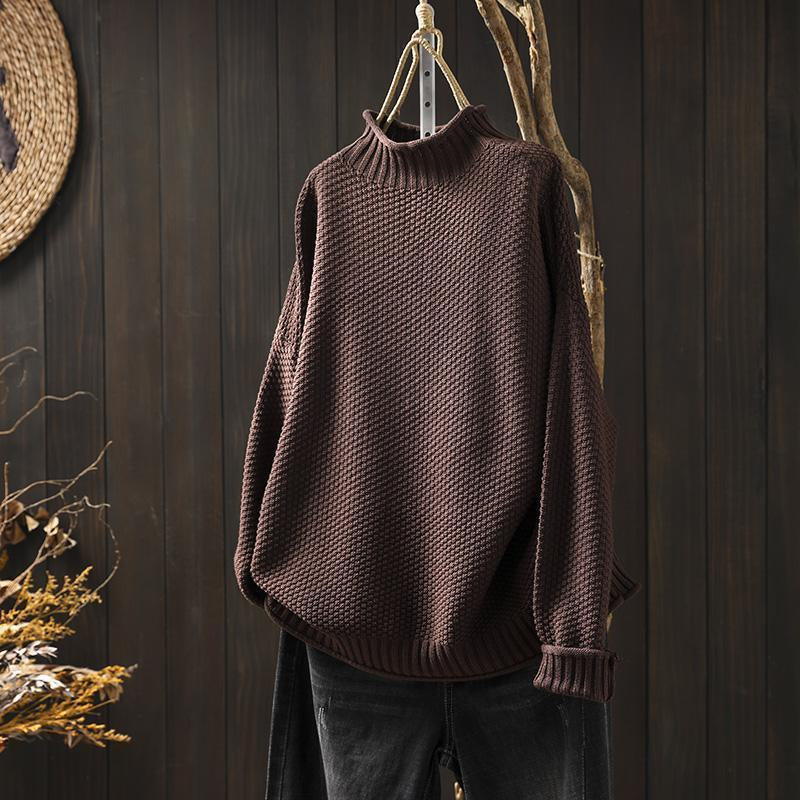 Cozy Long Collar Diamond Knit Sweater