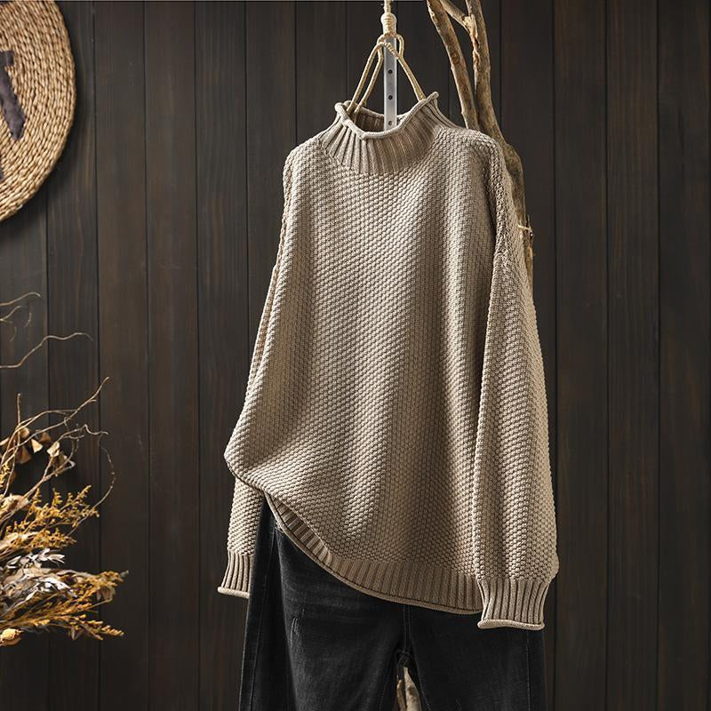 Cozy Long Collar Diamond Knit Sweater