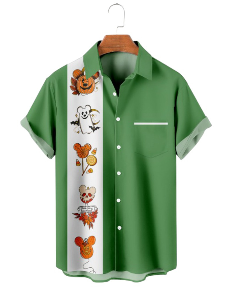 Halloween Funny Cartoons Print Short Sleeve Shirt