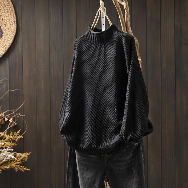 Cozy Long Collar Diamond Knit Sweater