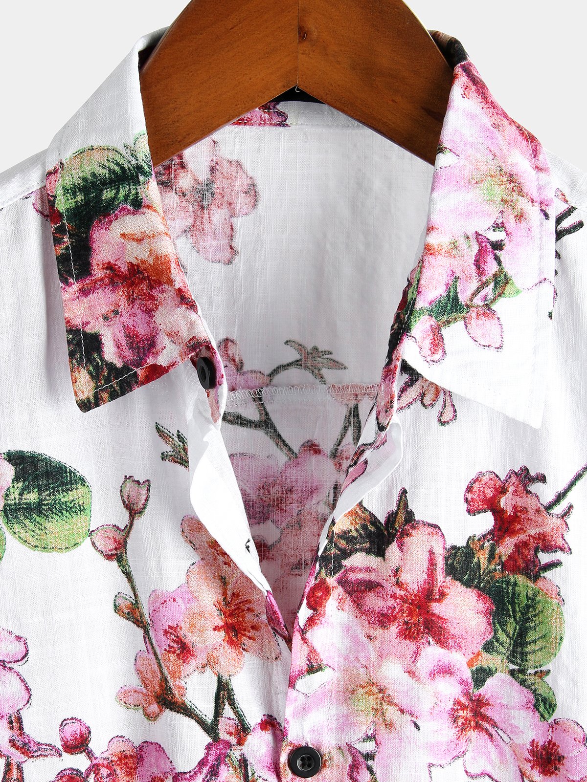 Men Flower Print Hawaiian Short Sleeve Shirt