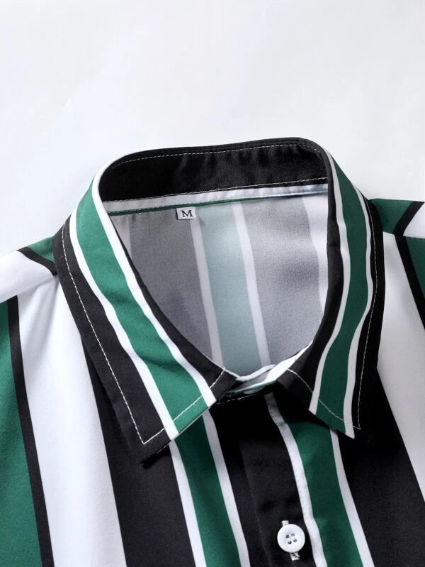 Striped Shirt With Drawstring Shorts