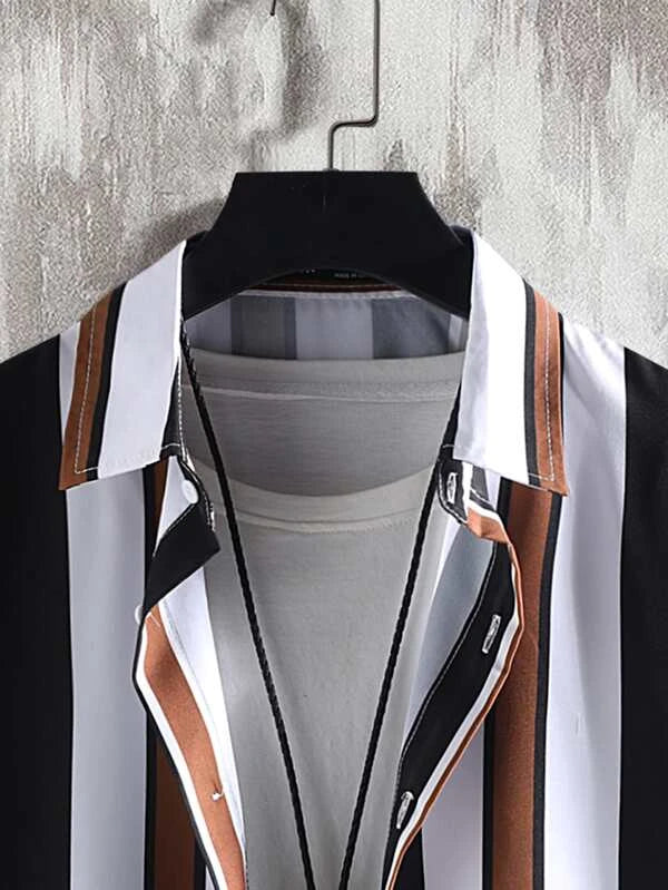 Striped Shirt With Drawstring Shorts