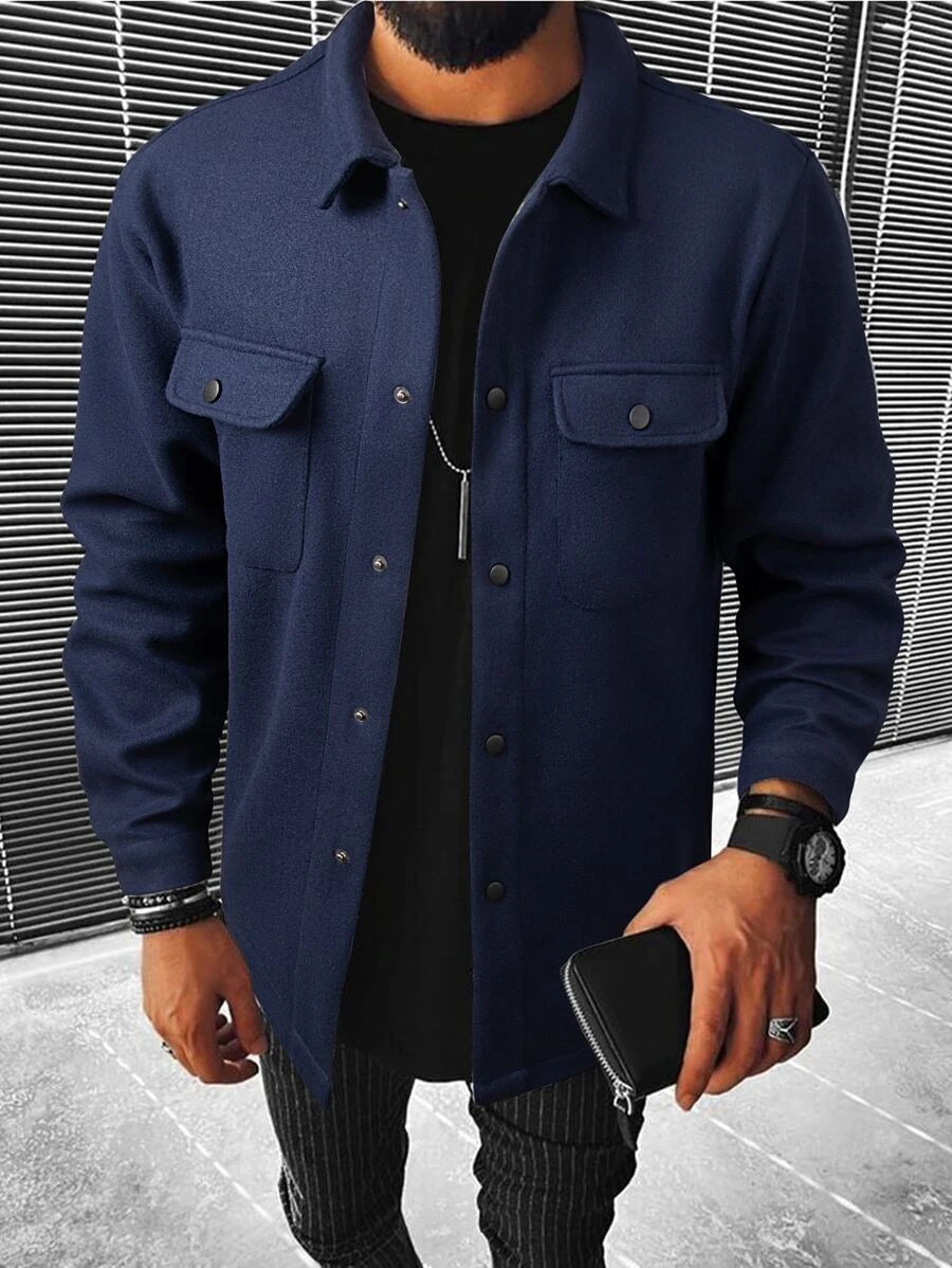 Casual Overcoat With Front Flap Pockets