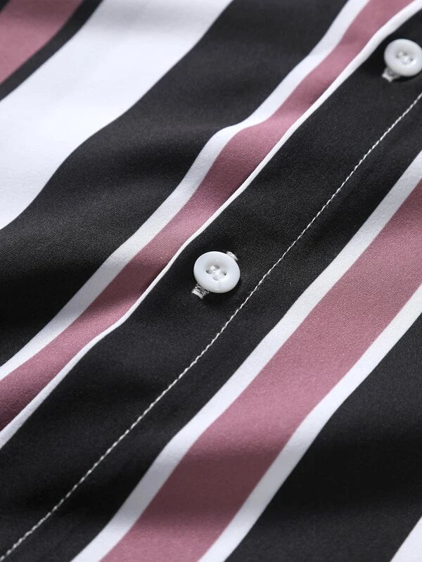 Striped Shirt With Drawstring Shorts