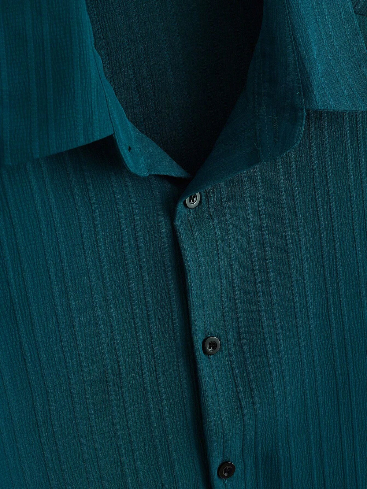 Solid Button Shirt With Drawstring Waist Shorts