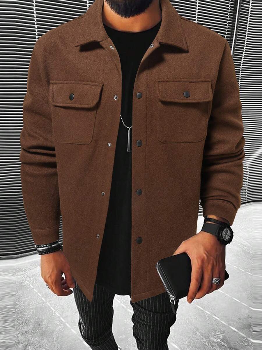 Casual Overcoat With Front Flap Pockets