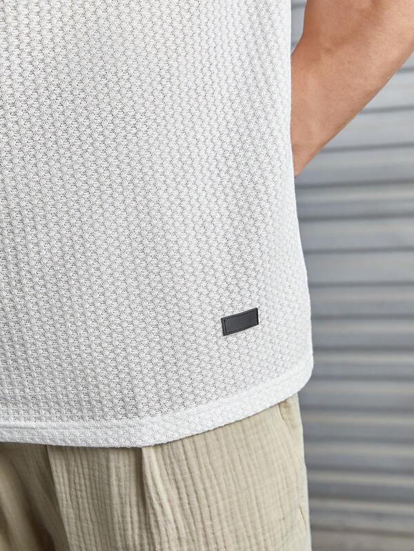 Waffle Pattern Short Sleeve T Shirt