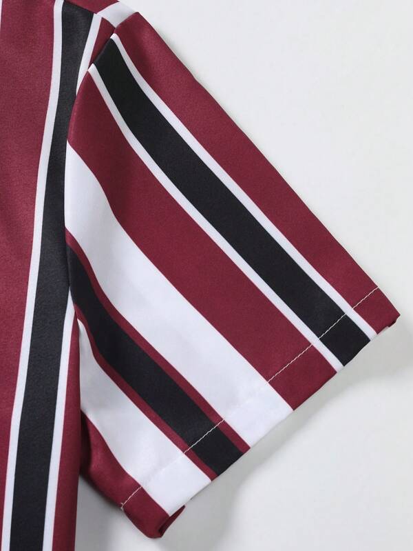 Striped Shirt With Drawstring Shorts