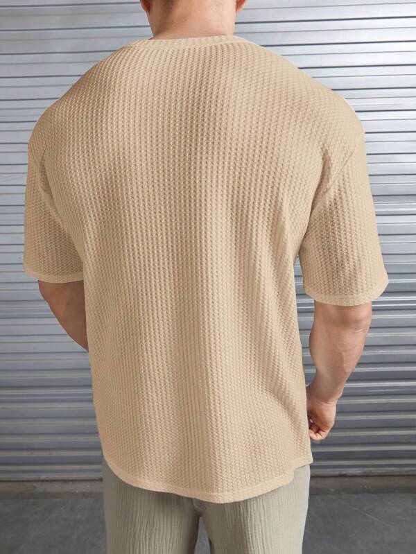 Waffle Pattern Short Sleeve T Shirt