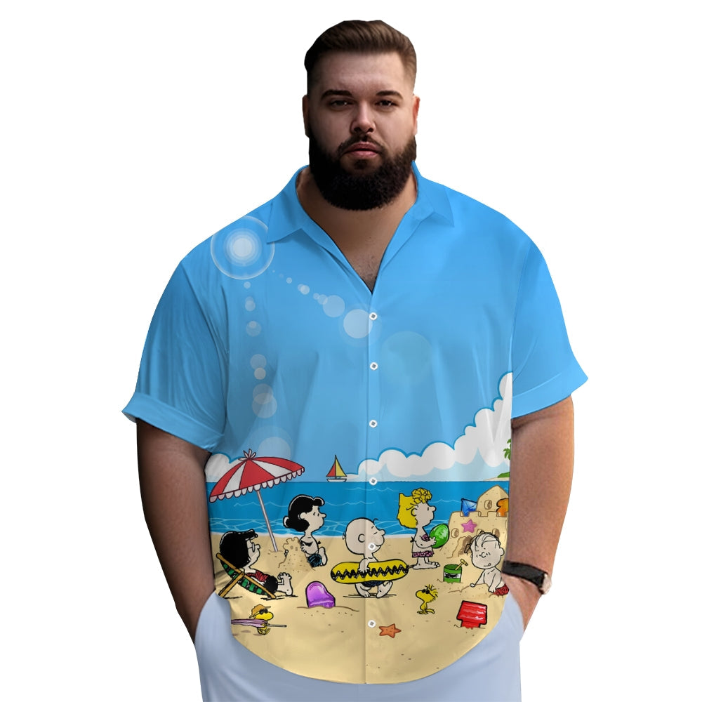 Beach Day Scene Printed Button Up Shirt