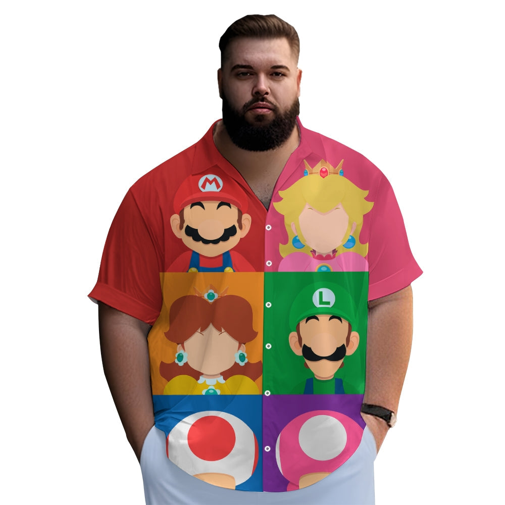 Super Mario Characters Patterned Button Up Shirt