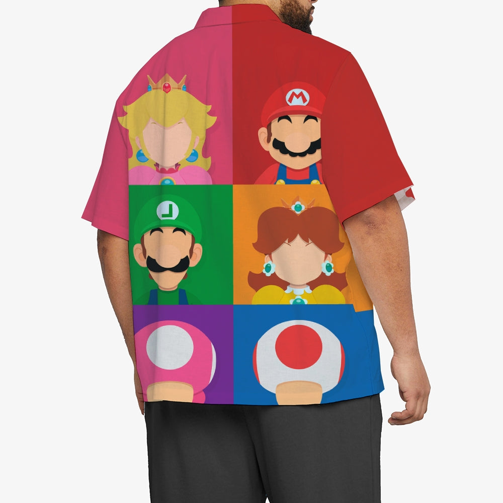 Super Mario Characters Patterned Button Up Shirt