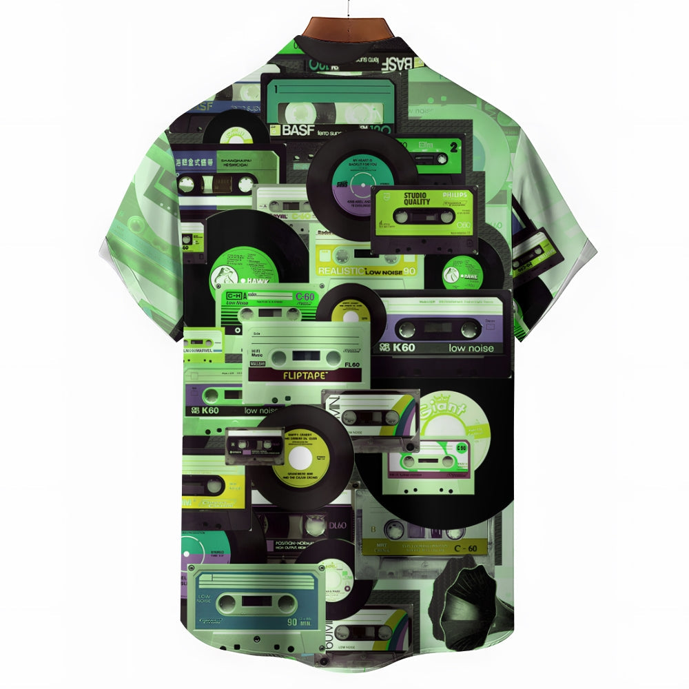 All Over Tape Pattern Casual Short Sleeve Shirt