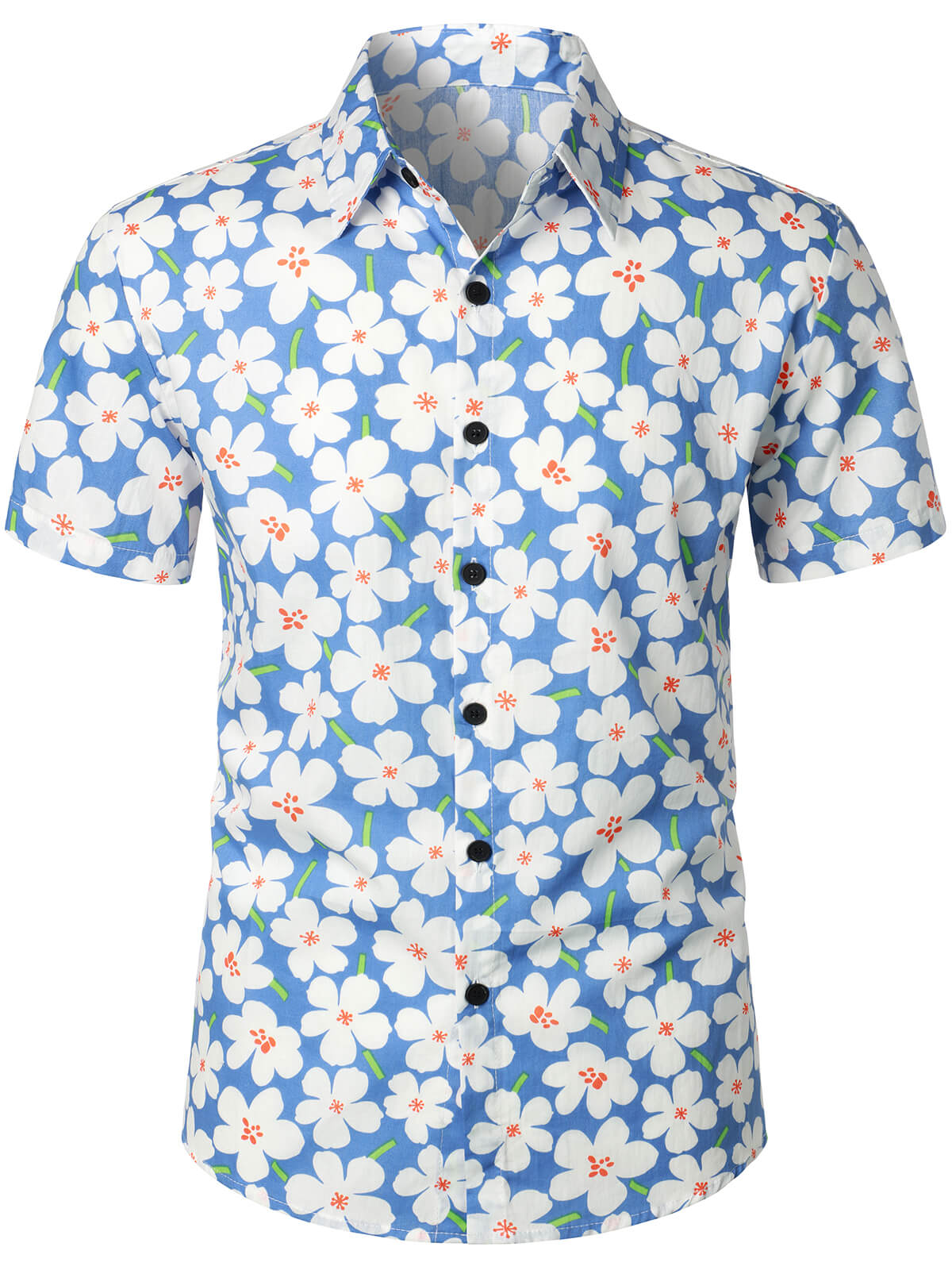 Men Summer Floral Print Short Sleeve Shirts