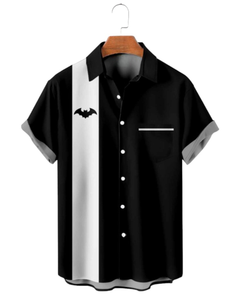 Bat Dracula Halloween Print Short Sleeve Shirt