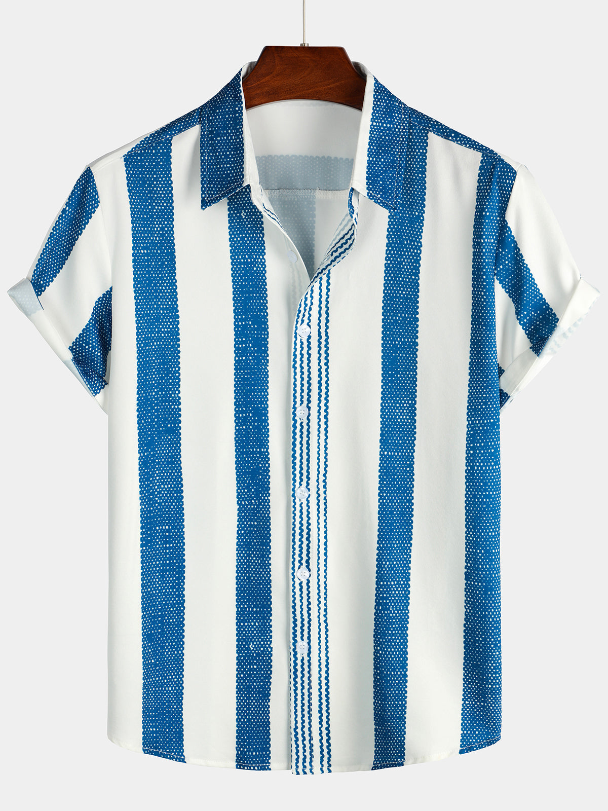 Men Striped And Floral Short Sleeve Shirts