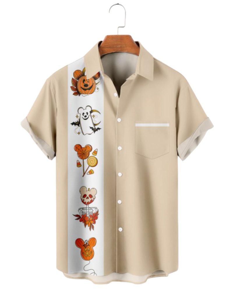 Halloween Funny Cartoons Print Short Sleeve Shirt