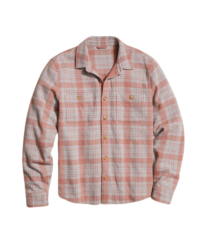 Stretch Twill Plaid Button Up Shirt With Pockets