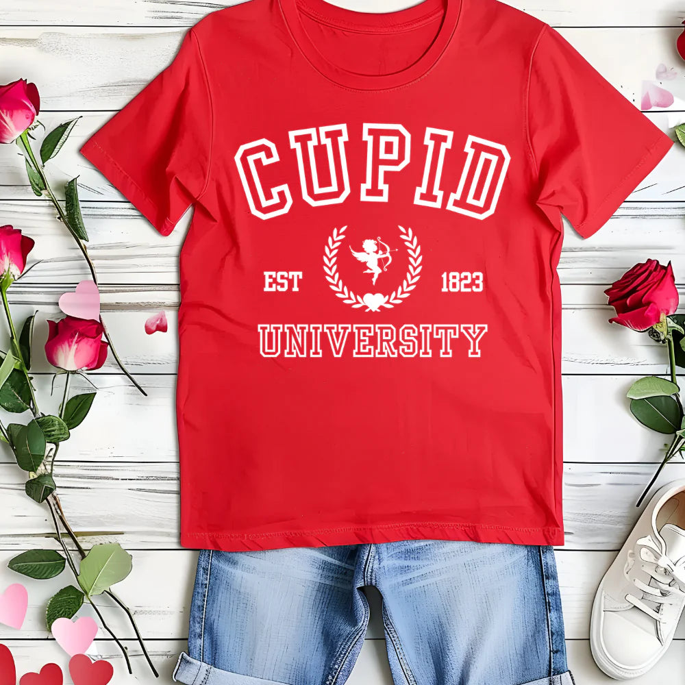 Cupid University Printed Sweatshirt And T Shirt