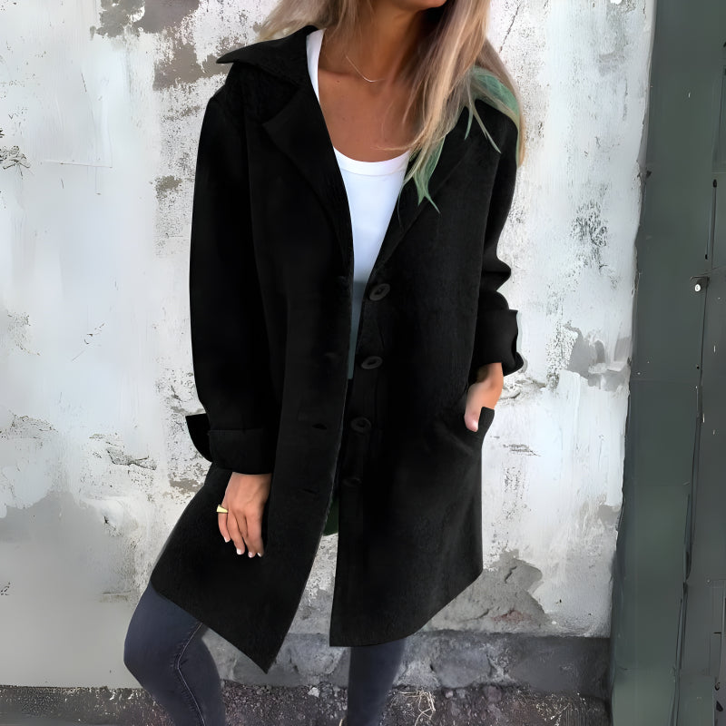 Stylish Lapel Wool Long Coat